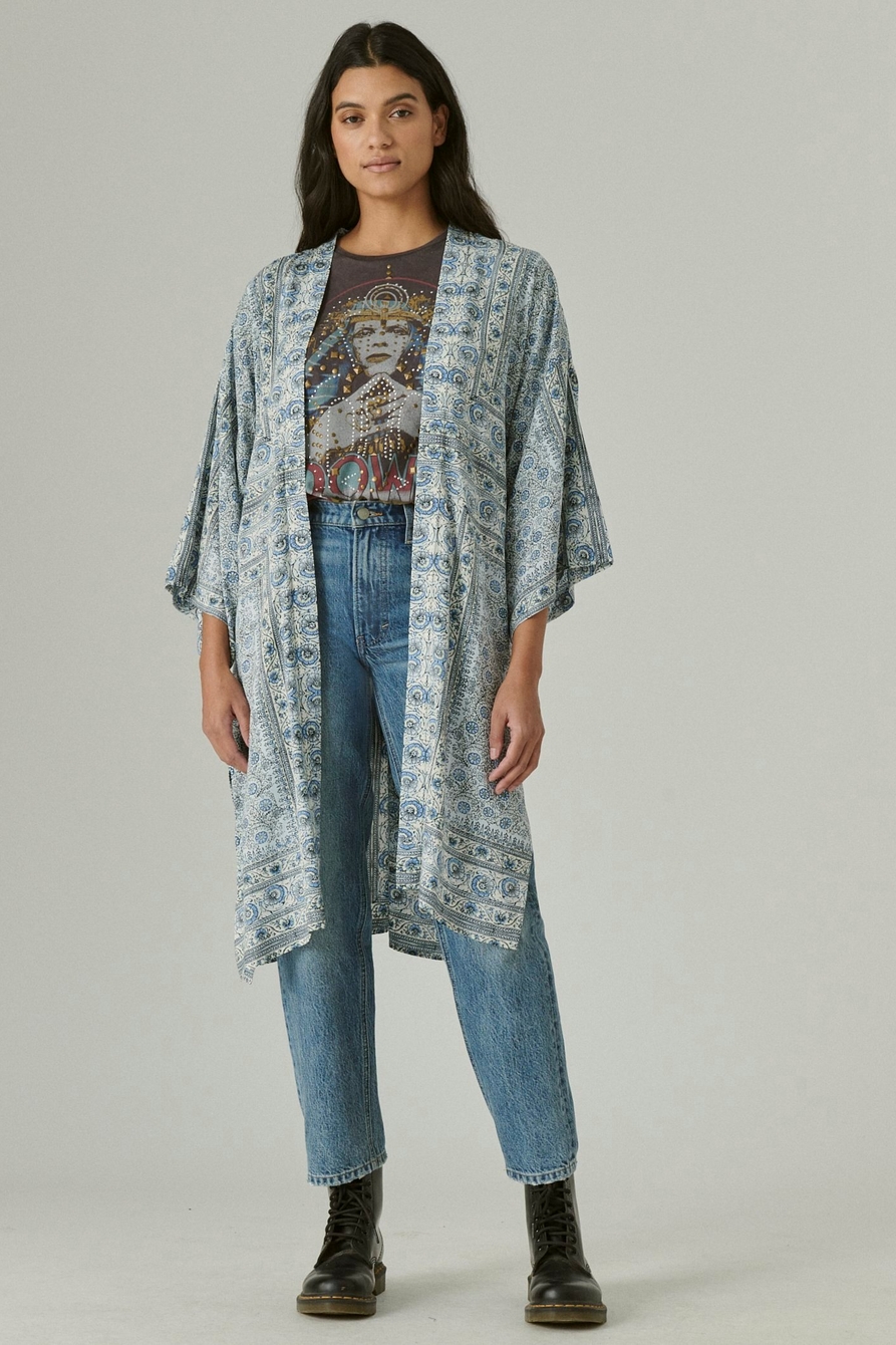 bandana print maxi kimono